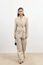 Antioch Beige Double-Breasted Women's Blazer
