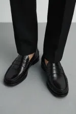 Mocassins en cuir à brides noires Antioch