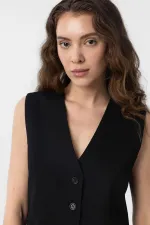 Antioch Siyah Yırtmaçlı Kadın Yelek