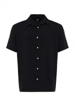 Chemise homme Antioch noire à manches courtes et coupe classique