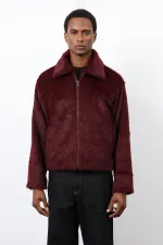 Antioch Bordo Yumuşak Dokulu Erkek Mont