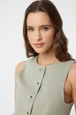 Antioch Khaki Linen Blend Women's Long Vest