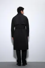 Trench-coat Antioch noir à double boutonnage avec ceinture