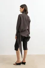 Antioch Kahve Mendil Detaylı Kadın Gömlek