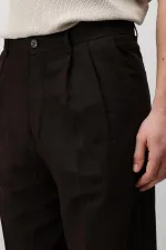 Antioch Koyu Kahve Keten Karışımlı Erkek Baggy Pantolon