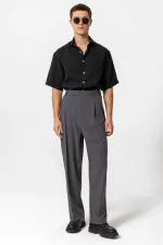 Antioch Anthracite Baggy High-Waisted Men's Fabric Trousers