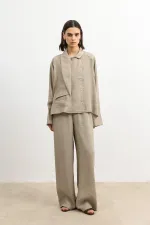 Antioch Bej Özel Dik Yaka Kadın Gömlek