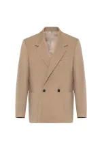 Antioch Beige Relax Fit Double-Breasted Men's Technical Blazer Jacket