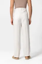 Antioch Ekru Yüksek Bel Pileli Baggy Erkek Pantolon