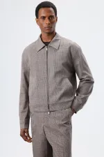 Antioch Kahve Ekoseli Mevsimlik Erkek Mont