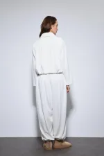 Antioch Off-White Voluminous Jacket and Sweatpants Set with Elasticated Hem
