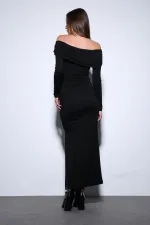 Antioch Siyah Drape Detaylı Aksesuarlı Elbise