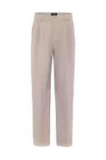 Antioch Bej Çift Pileli Baggy Fit Erkek Pantolon