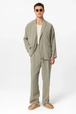 Antioch Haki Oversize Astarsız Erkek Blazer Ceket