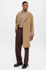Antioch Dark Beige Oversize Double-Breasted Men's Coat