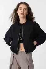 Antioch Siyah Crop Kadın Bomber Mont