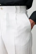 Pantalon homme Antioch Ecru Lyocell coupe décontractée plissé