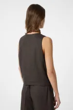 Antioch Coffee Linen Blend Women's Tailor Vest