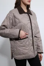 Antioch Bej Kontrast Yaka Desenli Mont