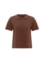 Antioch Kahve Kadın Bisiklet Yaka Basic T-Shirt
