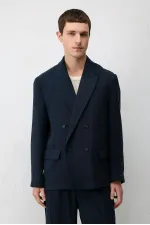 Veste blazer pour homme Antioch Navy en mélange modal, coupe décontractée