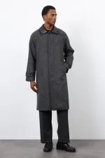 Antioch Black Wool Blend Contrast Collar Men's Coat