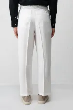 Pantalon homme Antioch Ecru Lyocell coupe décontractée plissé