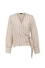 Chemise kimono drapée beige Antioch pour femme