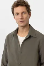 Antioch Khaki Relax Fit Modal Fabric Men's Shirt