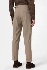 Antioch Mink High-Waisted Striped Double-Leg Men's Trousers