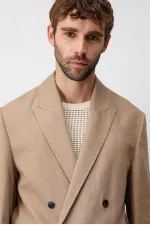 Veste blazer pour homme Antioch Mink Relax Fit en lin mélangé