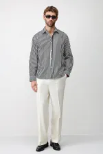 Chemise rayée Antioch Black Lyocell Blend Relax Fit pour homme