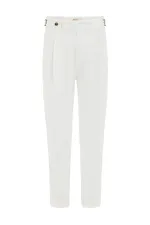 Pantalon Antioch blanc coupe italienne taille haute pour homme