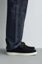 Antioch Siyah Yumuşak Dikişli Burun Deri Ayakkabı