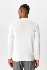 Pull en maille pour homme Antioch Ecru à col roulé semi-roulé