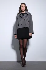 Manteau court croisé anthracite Antioch pour femme