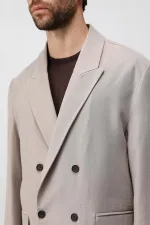 Veste blazer pour homme Antioch beige en mélange modal, coupe décontractée