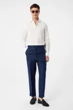 Antioch Navy Blue 100% Linen Italian Cut Men's Trousers