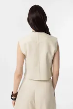 Antioch Natur Keten Karışımlı Kadın Yelek