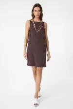 Antioch Coffee Linen Blend Women's Mini Dress