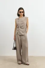 Haut boutonné pour femme en mélange de lyocell beige Antioch