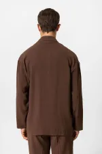 Antioch Kahve Oversize Astarsız Erkek Blazer Ceket