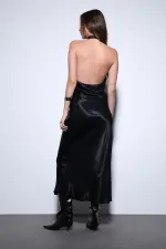 Jupe midi en satin noir Antioch