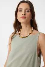 Robe courte Antioch en lin mélangé kaki pour femme