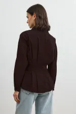 Antioch Bordo Pilili Poplin Kadın Gömlek