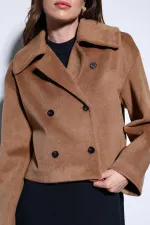 Antioch Camel Kruvaze Kadın Kısa Kaban