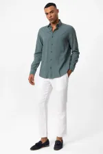 Antioch Green Linen Blend Men's Shirt