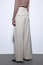 Antioch Bej Pileli Palazzo Kadın Pantolon