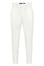 Pantalon homme Antioch écru à taille haute plissée coupe carotte