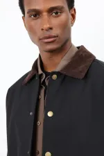 Antioch Siyah Kontrast Yaka Erkek Mont